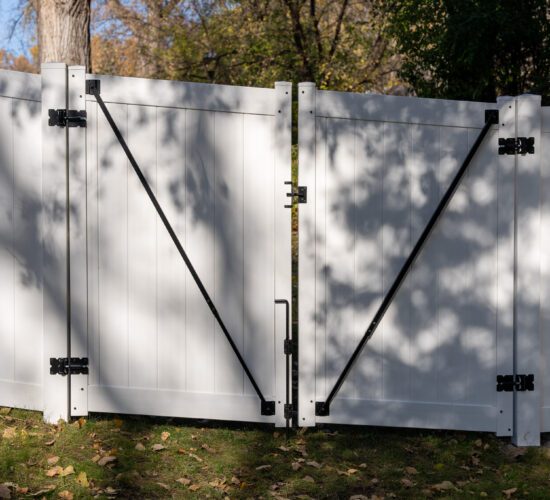 White Vinyl Double-Drive Gate