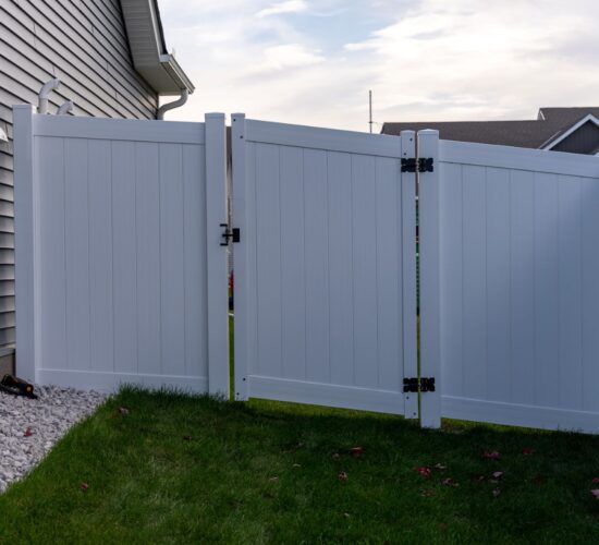 White Vinyl Privacy Fence with Gate