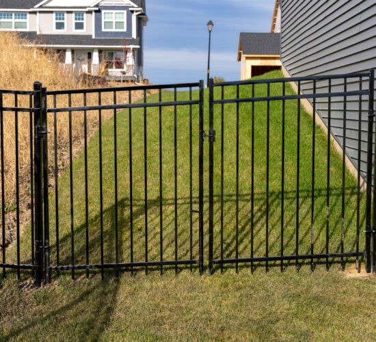 Flat-Top Ornamental Steel Double-Drive Gate