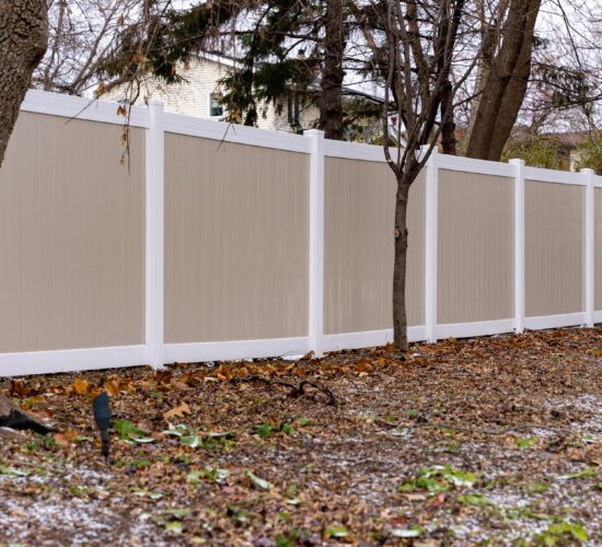 Two-Tone (Tan Inserts) Vinyl Privacy Fence
